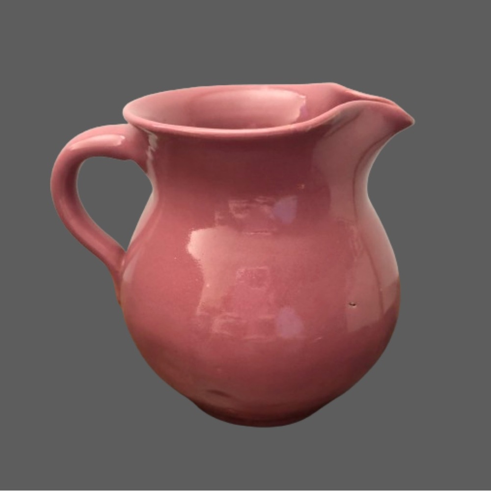 Vintage antique raspberry pink pottery jug thumbrint rustic country